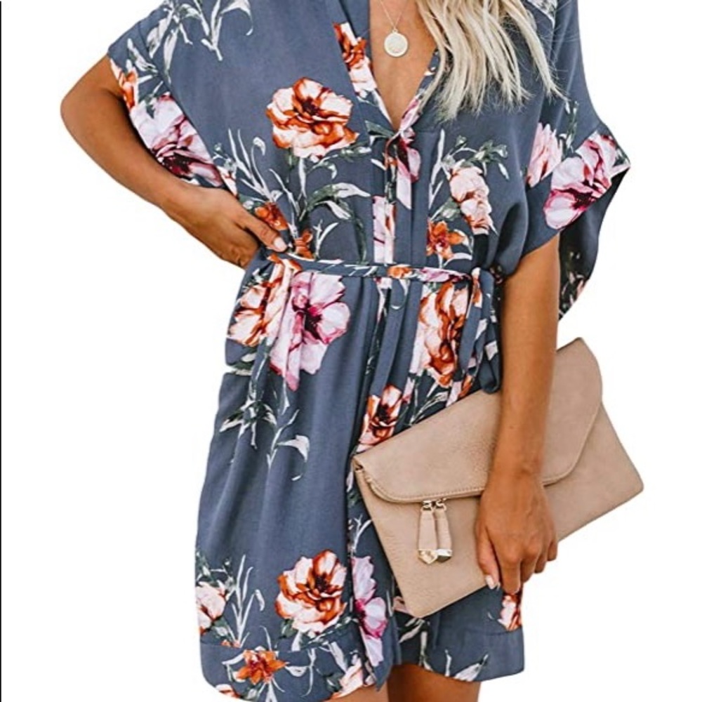 Boho blue kimono dress